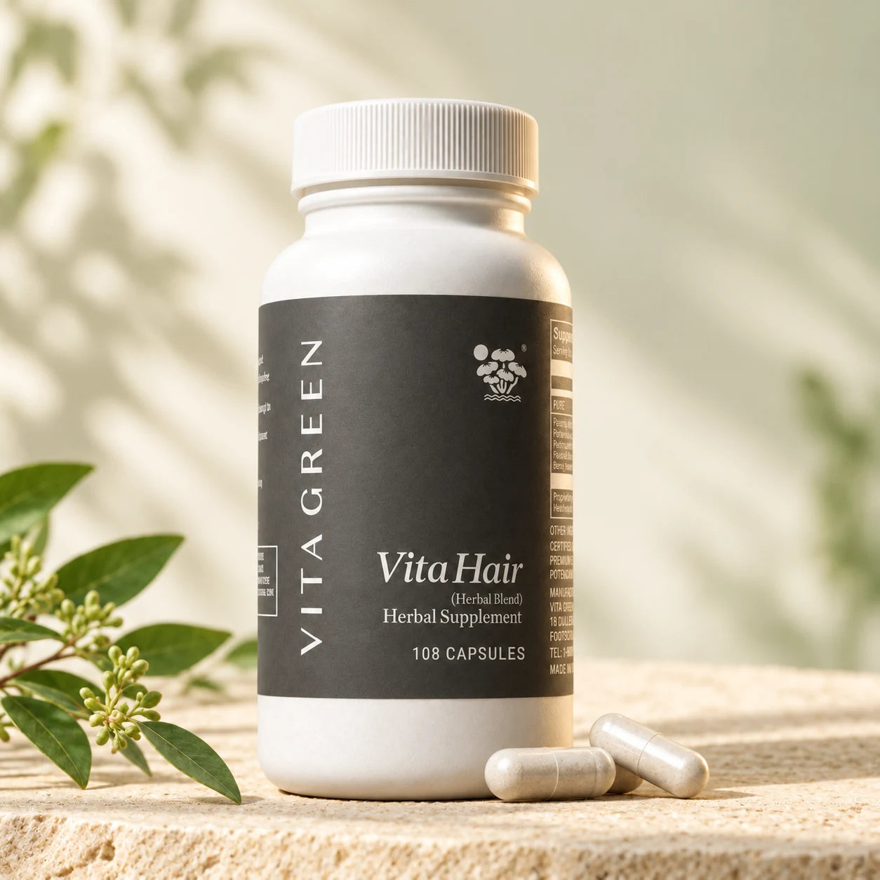 Vita Hair 108-capsule bottle, reference-based product rendering